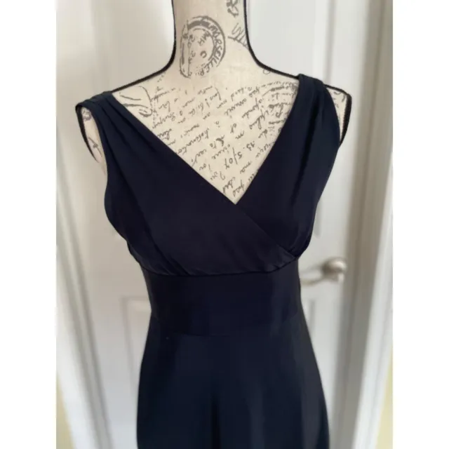 J.Crew Navy Blue 100% Silk V-Neck Formal Midi Dress Size 4