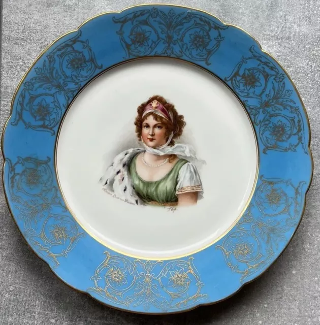 Queen Louise Of Prussia Portrait Plate Sevres? Limoges? Artist Signed Antique