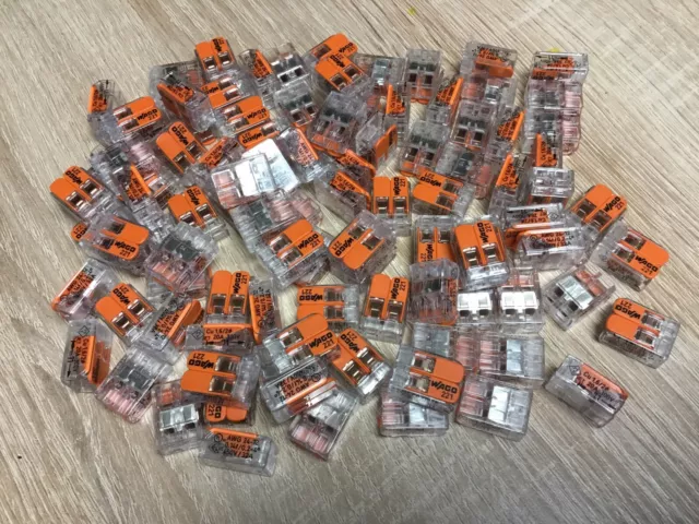 100 Pièces … Connecteurs à Leviers WAGO 2 Entrées…221-412.