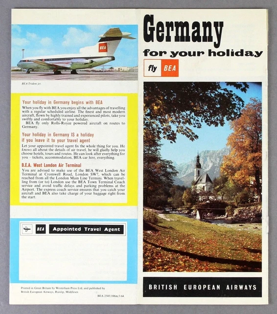 Bea British European Airways Germany Brochure Trident Picture 1964 B.e.a.