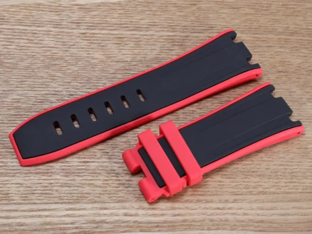 28mm For AUDEMARS PIGUET ROYAL OAK OFFSHORE Watch Rubber Strap Band Red Buckle