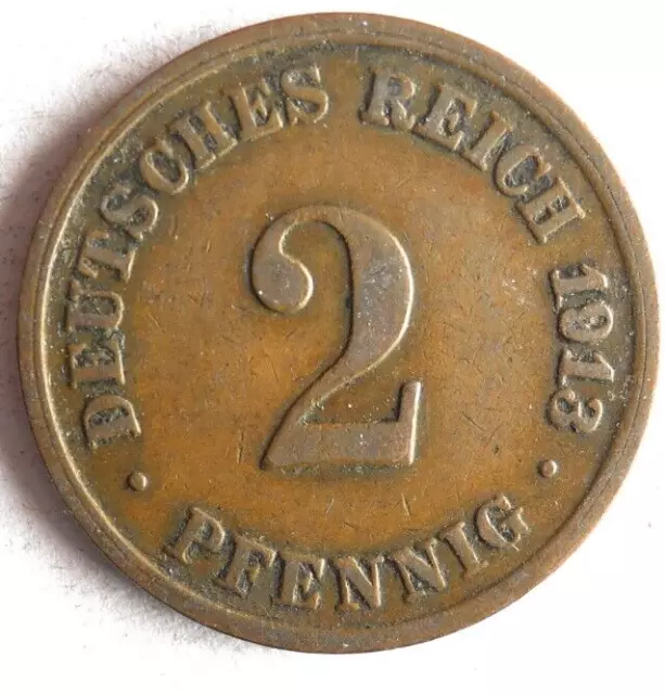 1912 D GERMAN EMPIRE 2 PFENNIG - Excellent Vintage Coin - german BIN #7
