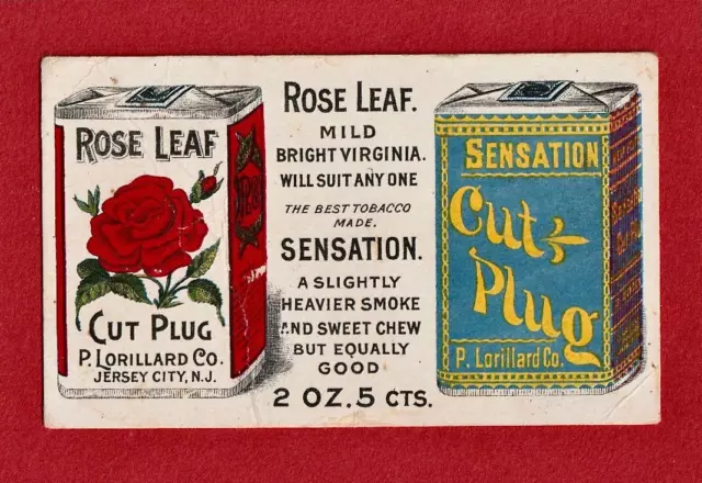 N261 Lorillard Rose Leaf / Cut Plug Advertising Tobacco Cigarette card 1887