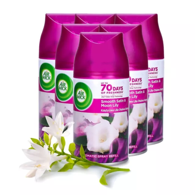 Air Wick Smooth Satin & Moon Lily Lot de 6 recharges Freshmatic 250 ml