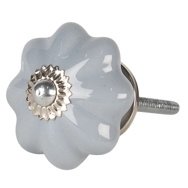 Bouton de Porte Poignée Tiroir Porcelaine Gris - Turquoise Peint à la Main