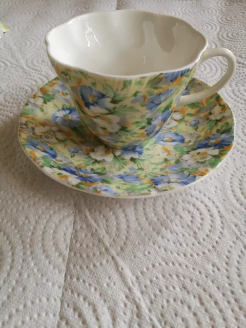 Queens Rosina Fine Bone China English Chintz, 1 Tasse mit Untersetzer, Vintage