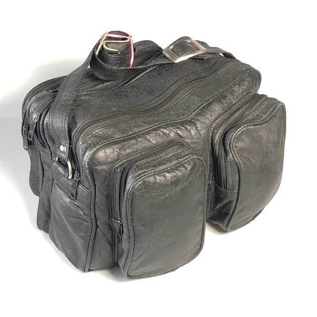 Vintage Retro Black Camera Camcorder Padded Shoulder Bag, Strap, 5 Pockets