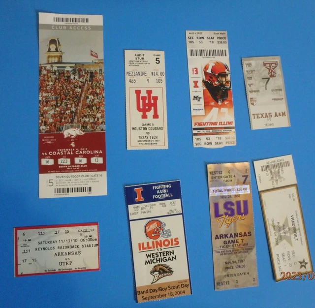 Deion Sanders RC Brett Favre RC college stubs  teams LSU, Arkansas, A & M, Texas