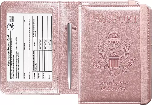 Passport and Vaccine Card Holder Combo, Cover Case with CDC Vaccination