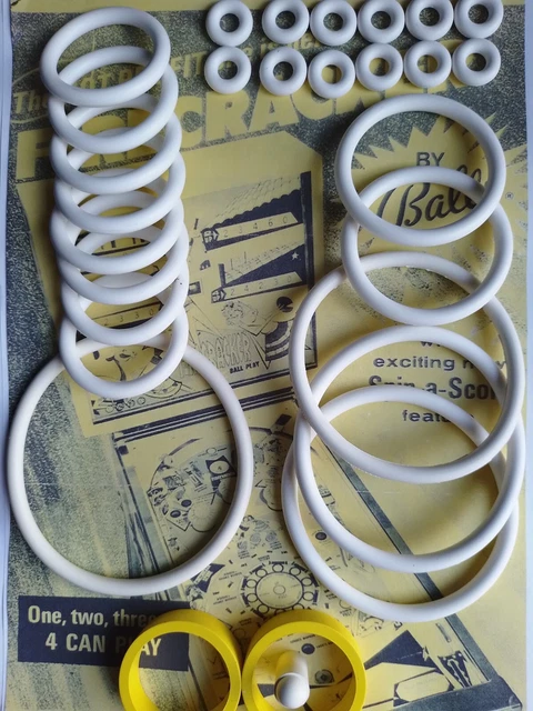 Kit De Pièces Pour Flipper Bally Flip Flop - Élastiques Et Doigts De Batteur Jaunes, Neuf