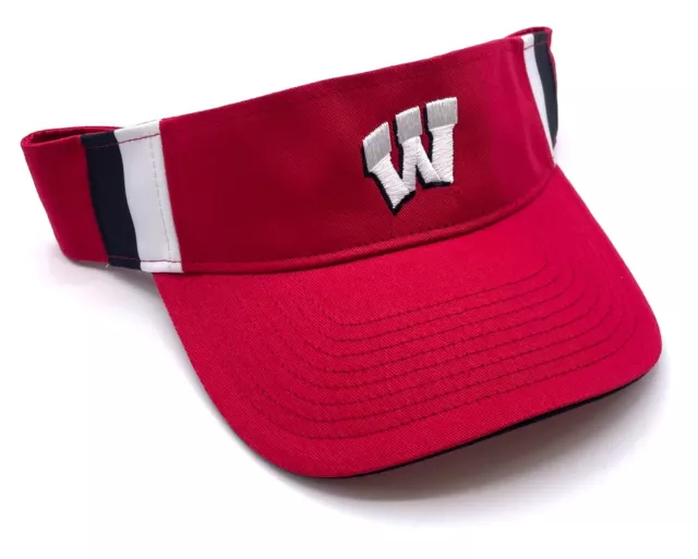 Wisconsin Badgers Striped Visor Hat Mvp Authentic New Ncaa Football Team New Cap