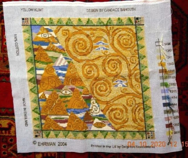 Large Vintage Ehrman Completed Tapestry Yellow Klimt By Candace Bahouth 2004