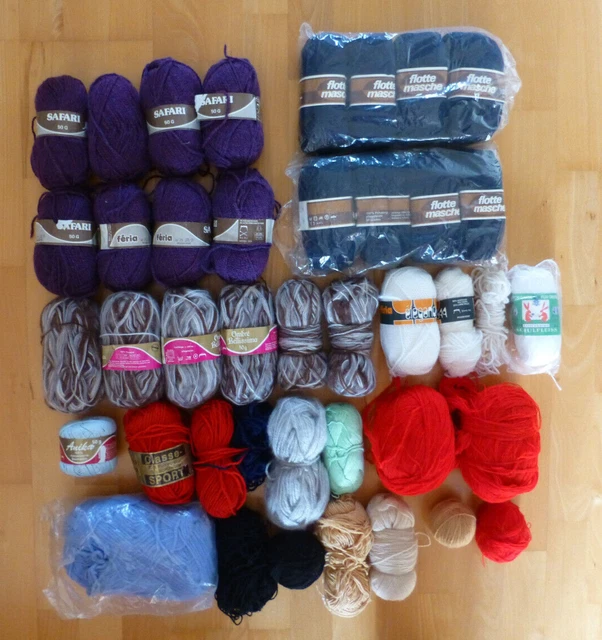 Wolle - Wollpaket ca. 2100 g - verschiedene Materialien und Farben