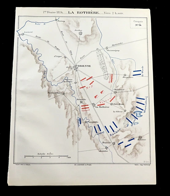 BATAILLE DE LA Rothiere Carte France Napoleonic Wars Français Militaire ...