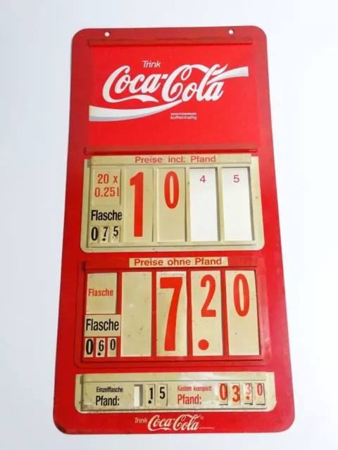 Coca-Cola Coke - Altes Preisschild / Preistafel - Reklame Werbung (H427)