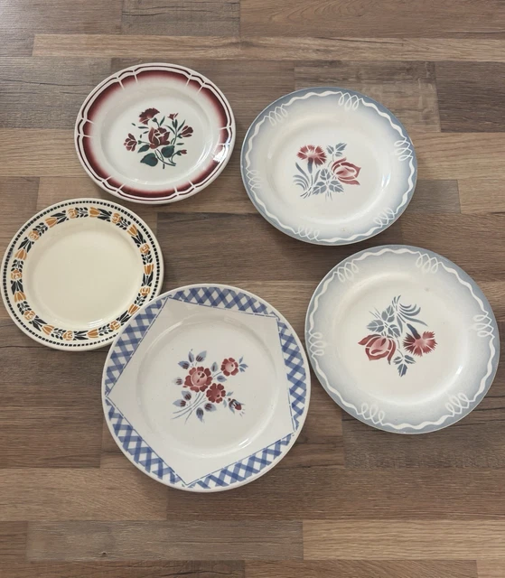 6 assiettes à dessert en faïence de Lunéville vintage
