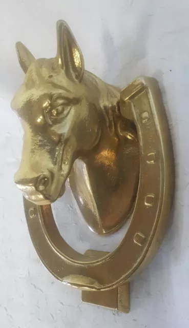 HEURTOIR REPRÉSENTANT UN BUSTE DE CHEVAL EN BRONZE MASSIF ancien très bon état