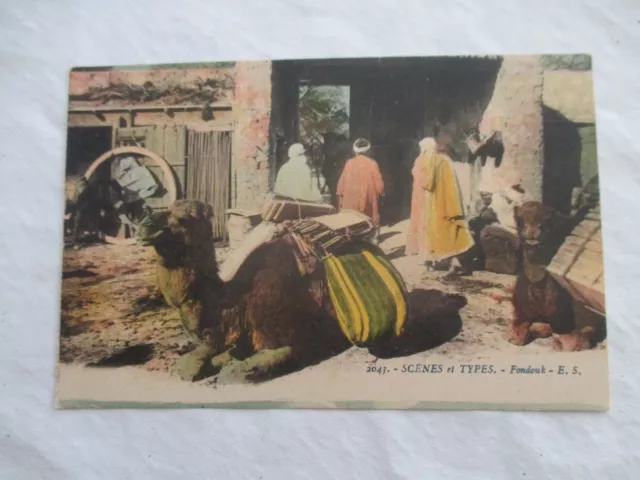 Cpa Algerie Scenes Et Types  Fondouk Carte Postale  Ancienne Ecrite 1915