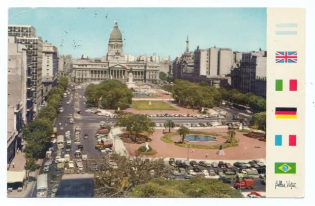 Argentinien 1963 Postkarte Mischfrankatur - Buenos Aires Nationalplatz 2