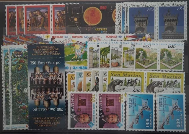 1994 San Marino, 21 komplette Jahrgänge, postfrisch/MNH, ME 884,- 2