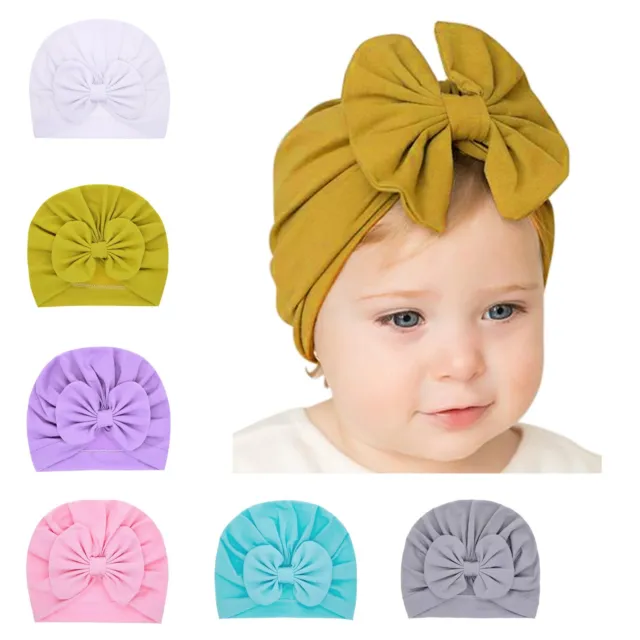 6pcs Newborn Baby Cute Knotted Turban Hats Infant Toddler Bow Headbands Headwrap