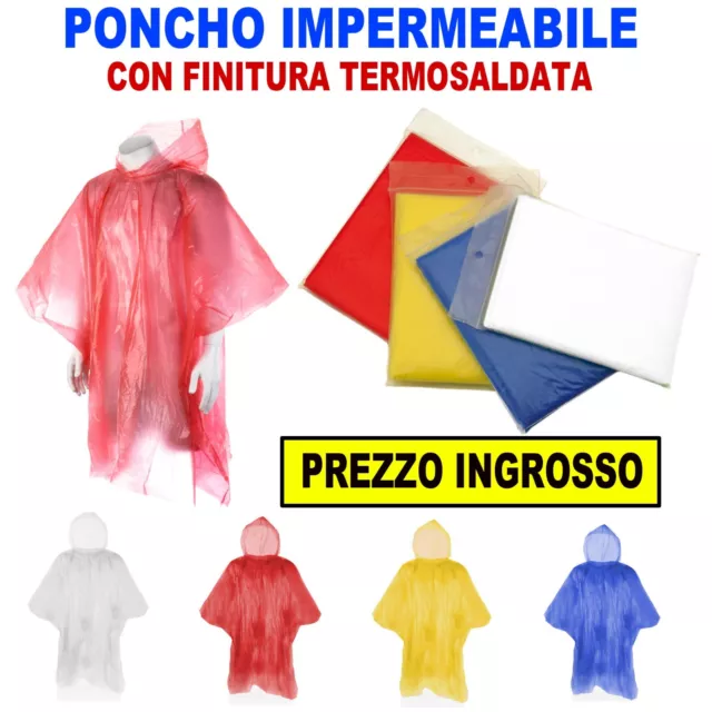 5/10/20/50 Poncho Mantella Mantellina Pioggia Impermeabile Con Cappuccio Bici