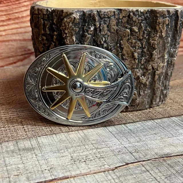 Western Cowboy Cowgirl Round Buckle Spurr Hebilla Vaquera espuela Silver/ Gold