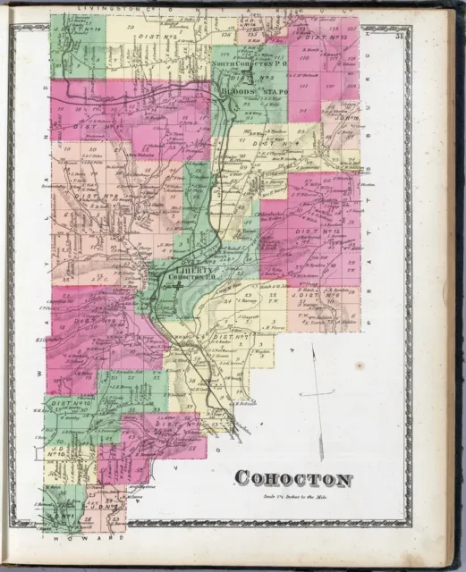 1873 Atlas STUBEN COUNTY NEW YORK maps old plat GENEALOGY LAND OWNERSHIP DVD P33