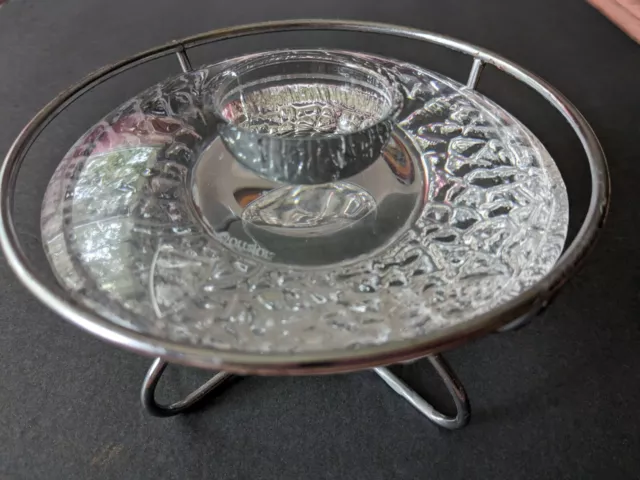 Orrefors Crystal Glass  Tealight Votive Candle Holder In Stand  By Lars Hellsten