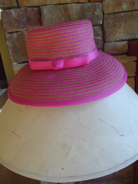 Eric javits squishee hat natural /pink  trim