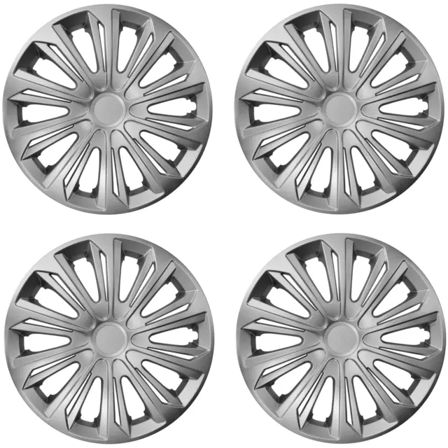 14" Wheel Trims Covers Hubcaps Universal 4PCS 14 inch Silver ABS Resistant UK HQ