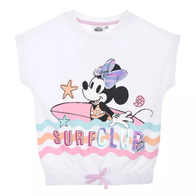 T-Shirt M.c. Minnie Disney Maglietta Corta Bambino 100% Cotone - Ex1193Bianco