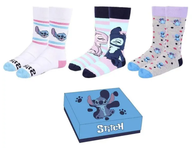 Disney Lilo & Stitch Pack 3 Socks Women's Girls  Novelty Crew Socks Casual Party