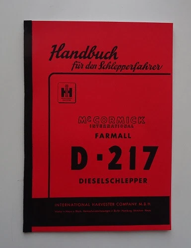 WERKSTATTHANDBUCH IHC D-215 D-219 Mc Cormick D-Serie EUR 32,50