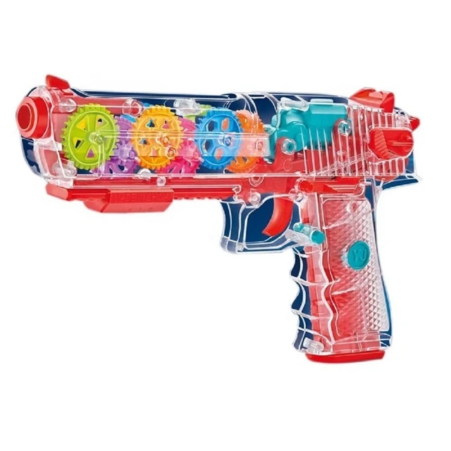 Musical Transparent Pretend Play Toy Gun with 3D Lights for Kids-Pack of 1