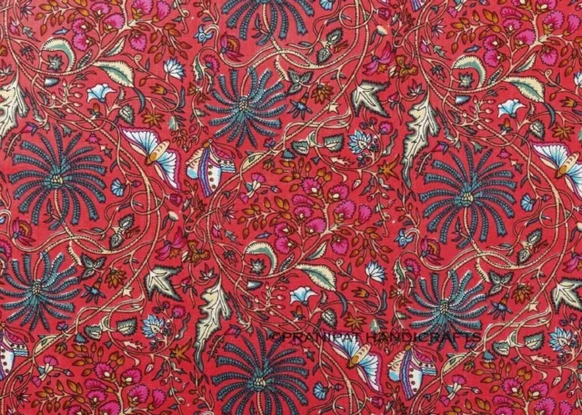 Indien Imprimé Floral Coton Hippie de Luxe Rouge Doux Robe Faisant Tissu De Yard