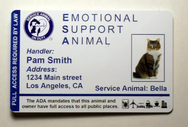 Hologram Feline Emotional Support Animal ID Card / Badge Service Cat  ESA  32 2