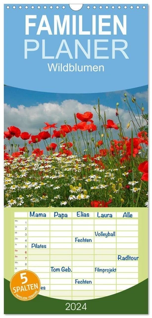 FAMILIENPLANER 2026 - Wildblumen 2026 mit 5 Spalten (Wandkalender, 21 x
