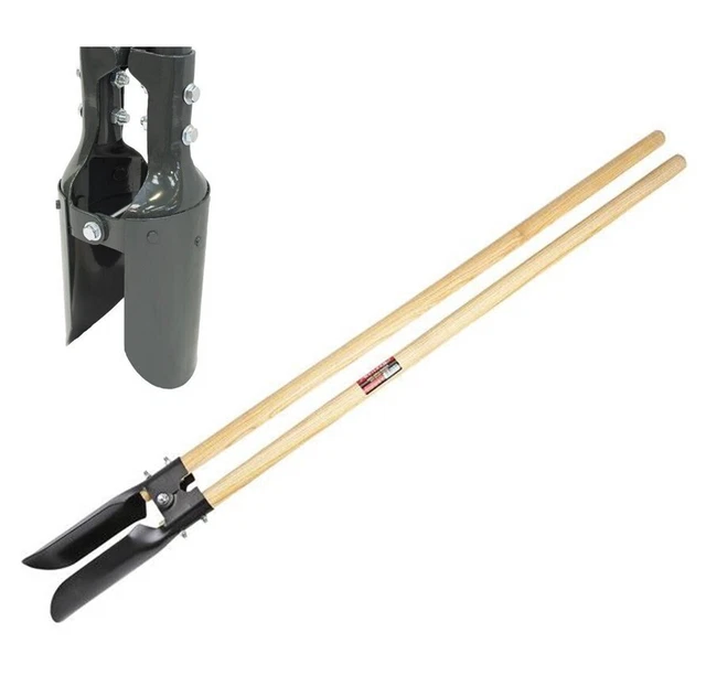 Post Hole Digger Soil Digger Extra Long Hardwood Wooden Handle Steel Blades Pole