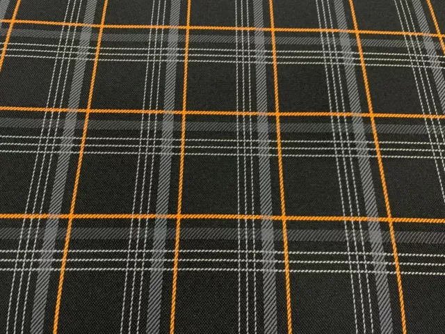 Autostoff / Bezugstoff Meterware KARO mit 1mm Schaumstoff Rücken orange/schwarz