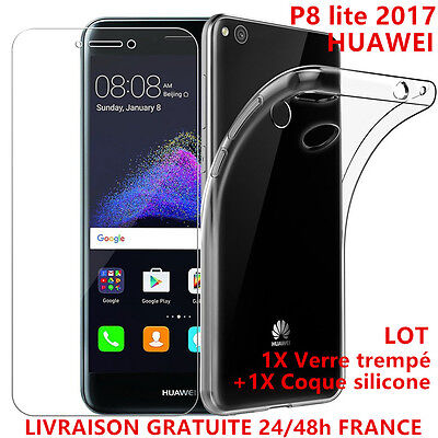 Huawei P8 Lite 2017 - Coque Housse Silicone + Film En Verre Trempé Portection