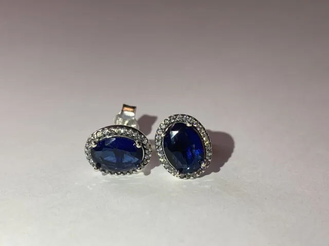 Brand New Genuine Pandora Blue Sparkling Statement Halo Stud Earrings 290040C01