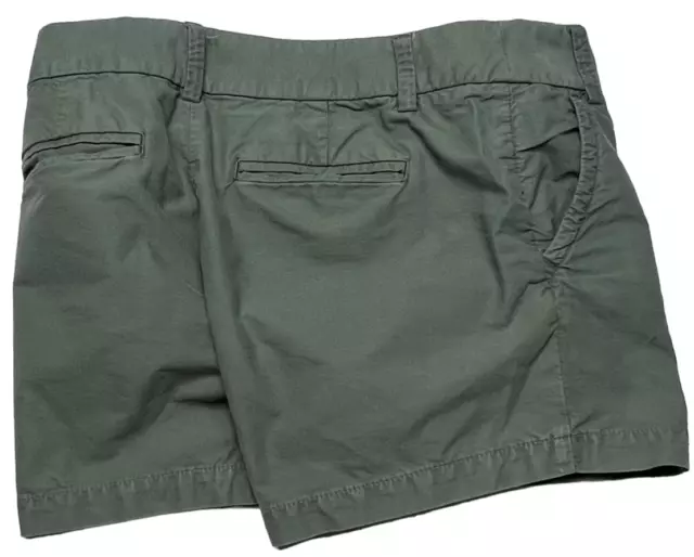 J Crew 5" Flat Front Chino Shorts Womens (8) Low Rise Pockets Cotton Twill Sage