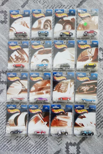 Lot of all 16 in Series Hot Wheels Auto Milestones (Ferraris, Lambo +) MOC 2001