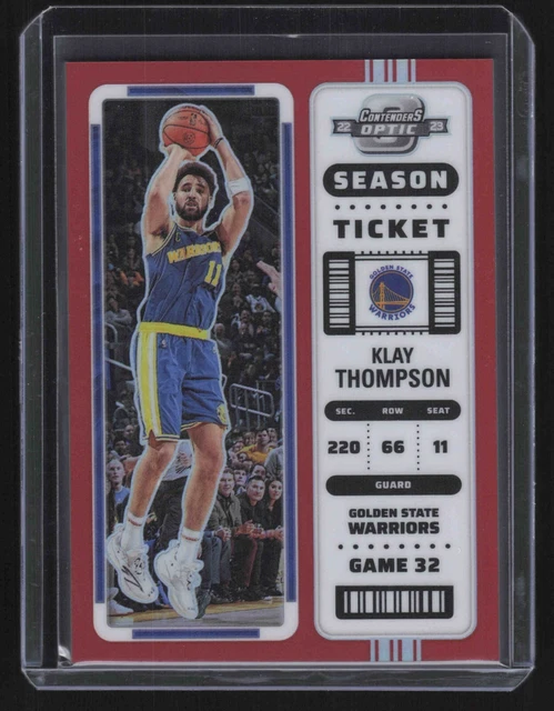 2022-23 Panini Contenders Optic #51 Klay Thompson Season Ticket Red Prizm