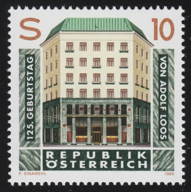 2145 Geburtstag, Adolf Loos, Architekt, "Loos-Haus", Wien, 10 S postfrisch **