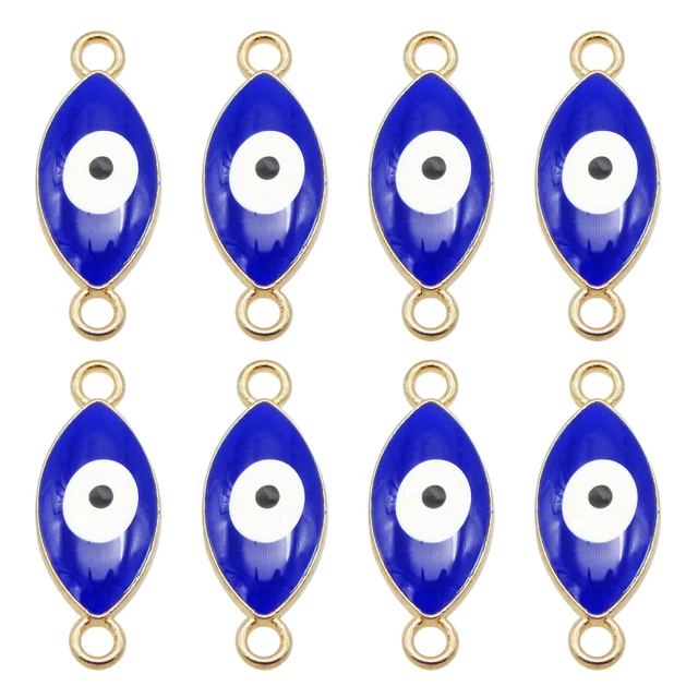 12 Stück Emaille Blau Süße Auge Charm Gold Anhänger Verbinder Schmuck DIY 23*9mm