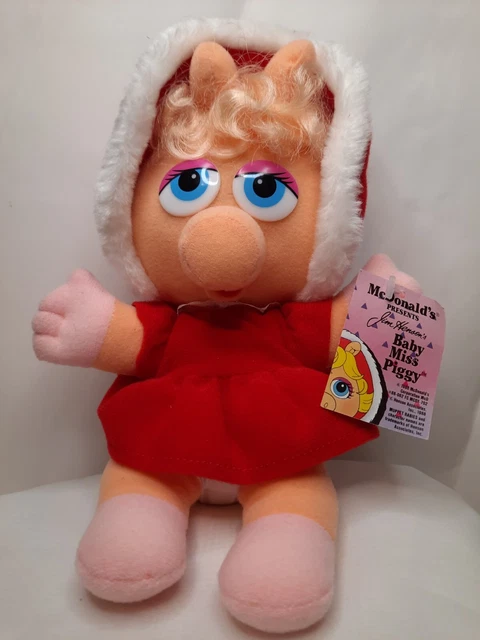 Vintage 1987 Baby Miss Piggy Christmas Outfit 10" Plush Doll Jim Henson Muppets