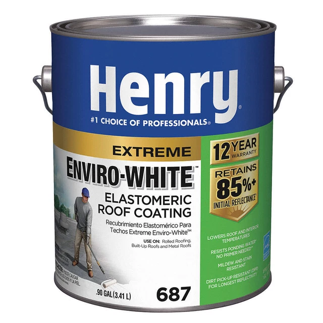 HENRY HE687046 Elastomeric Roof Coating,0.9 gal