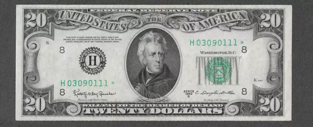 FR 2063-H* STAR St. Louis $20  Series of 1950D Green Seal Federal Reserve Note